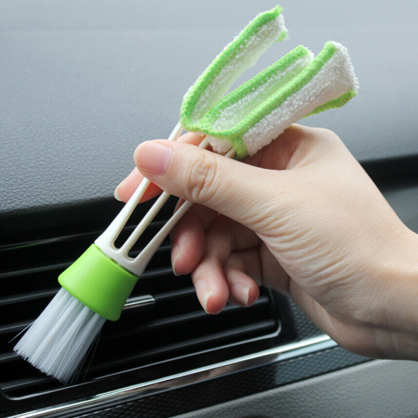 Green Car Plastic Cloth Brush Cleaning Air Conditioner Vent Cleaner Accessories 