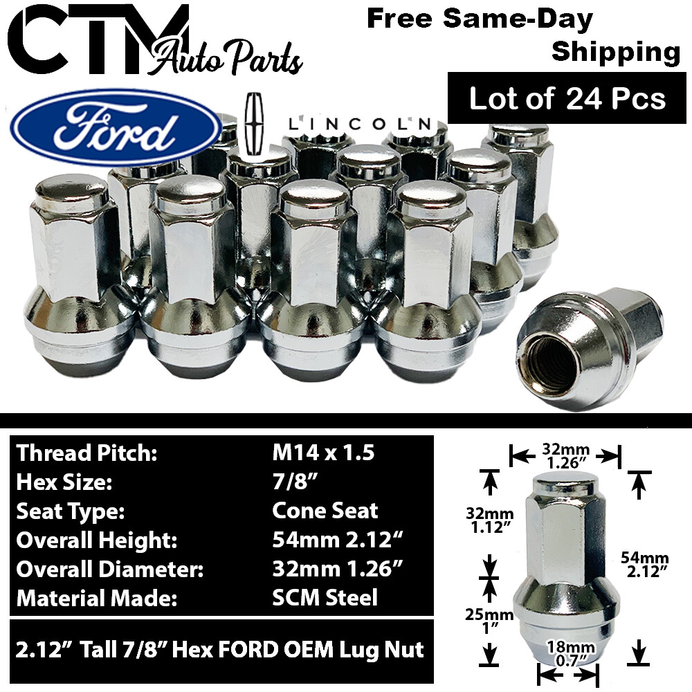 24Pc FORD OEM FACTORY 14X1.5 LUG NUT FOR F150/EXPEDITION/NAVIGATOR STOCK WHEEL