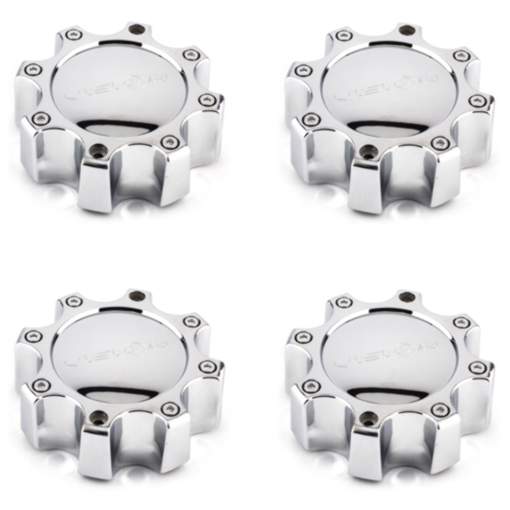 Set 4 Vision C375-8C 375 Warrior Wheel Center Caps 8 Lug Chrome Fits 8x6.5 8x170