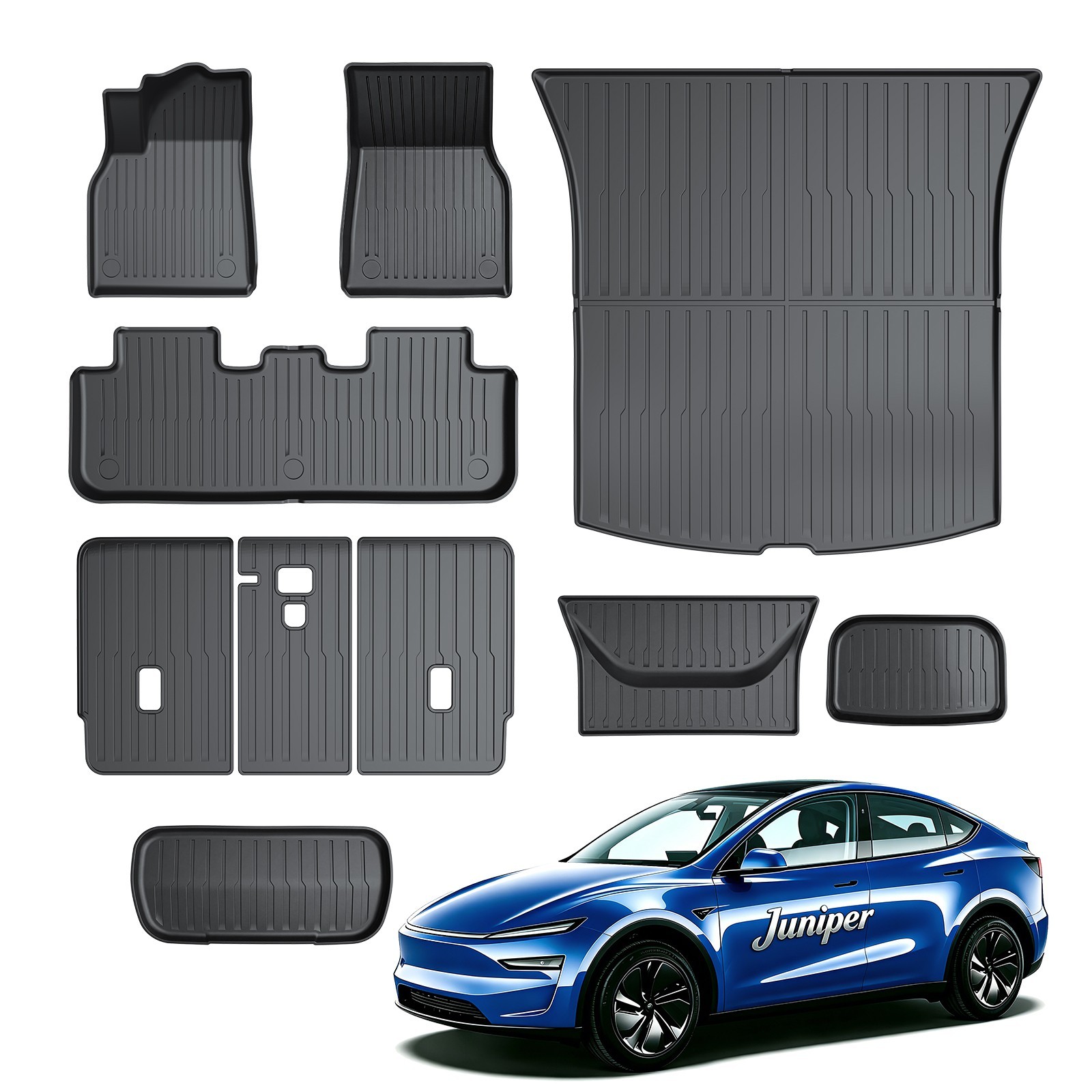 COMAUTO Floor mats & Trunk Liner 10PCS for Tesla ModelY Juniper 25-27(Not 7Seat)