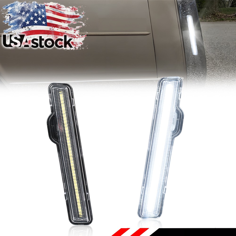 2X Clear White LED Rear Side Marker Lights For 80-89 Brougham Deville Fleetwood