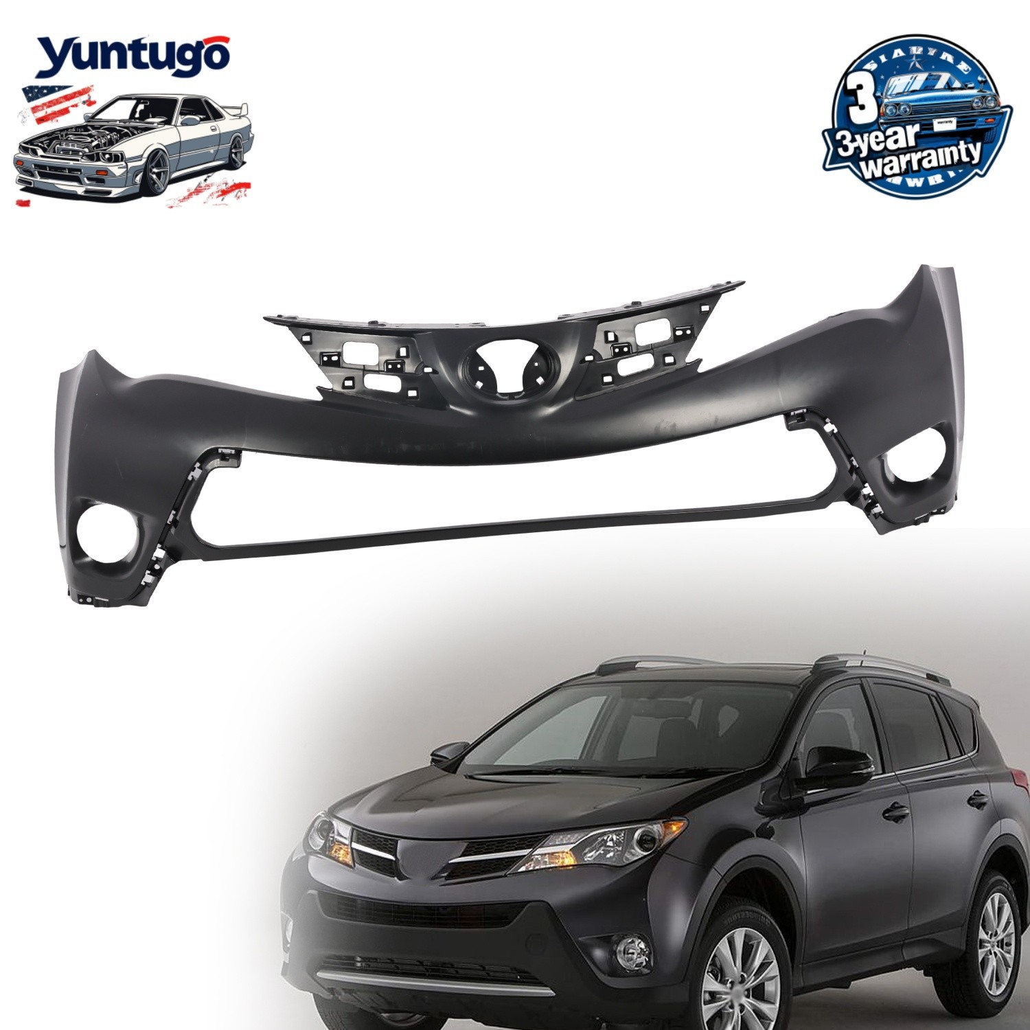 NEW Primered Front Upper Bumper Cover For 2013-2015 Toyota RAV4 TO1014101