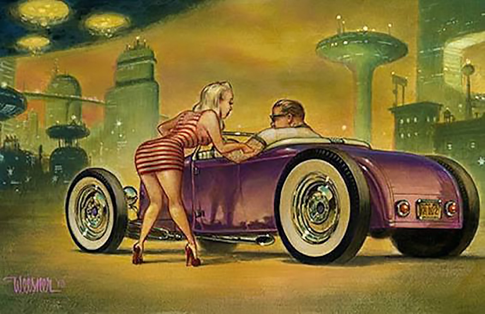 Out of Print Signed Keith WEESNER poster Showcased Art SEMA Driving Line