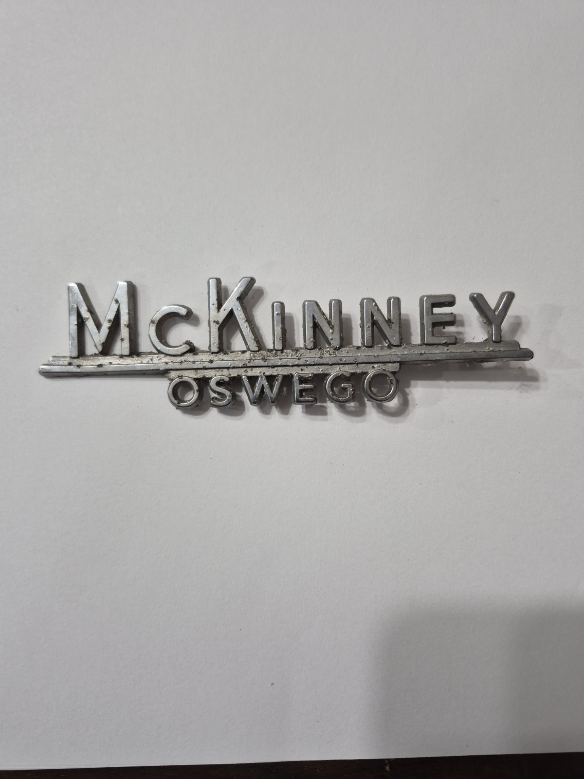 VTG McKinney Oswego Metal Dealer Badge Emblem Tag Nameplate ship Dealership Ship VTG McKinney Oswego Metal Dealer Badge Emblem Tag Nameplate ship Dealership Ship