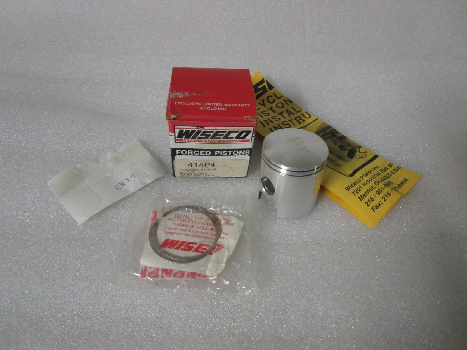 1977-78 Suzuki RM100 Wiseco Piston Assembly 414P4 0.040 O/S 1977-78 Suzuki RM100 Wiseco Piston Assembly 414P4 0.040 O/S