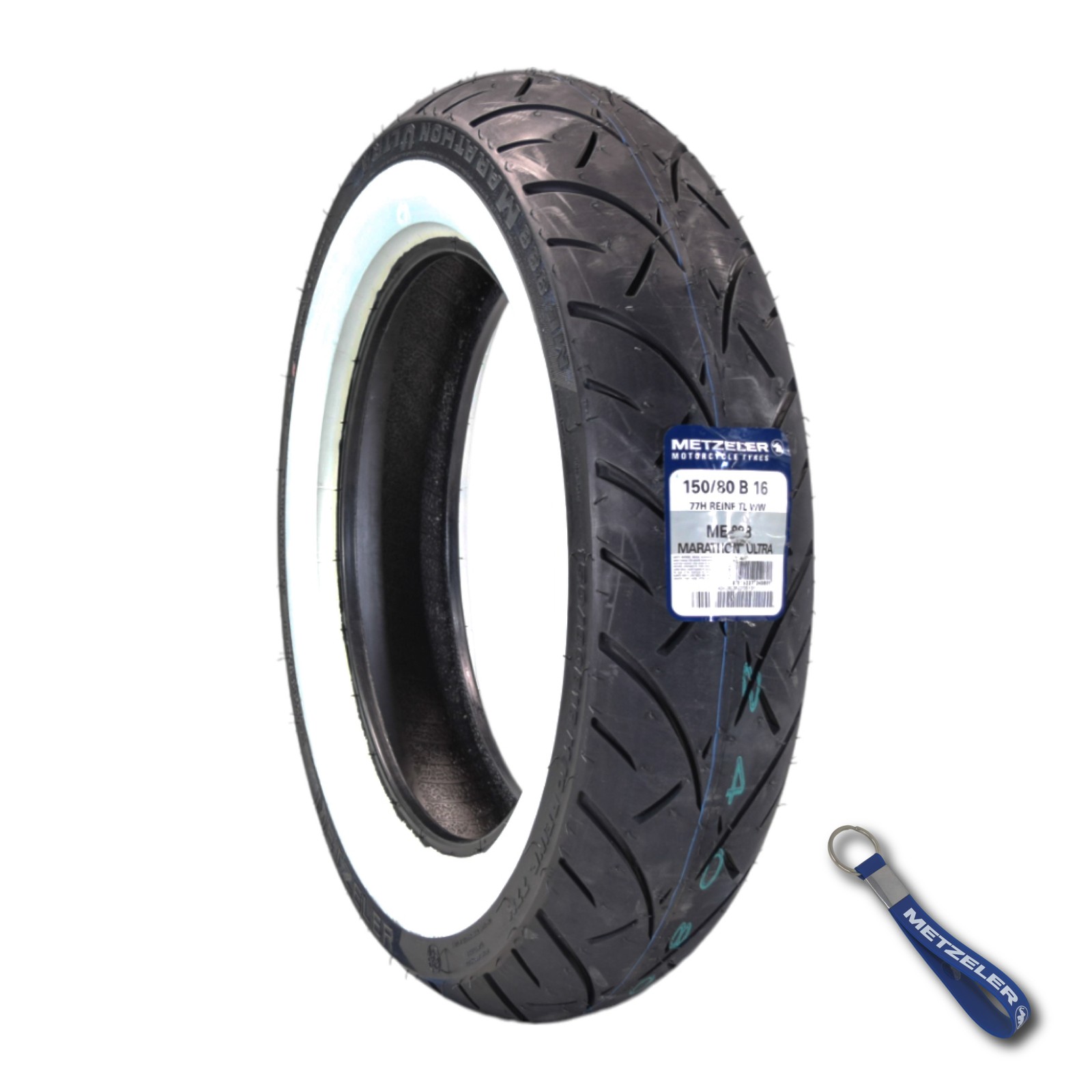 Metzeler ME 888 Marathon Ultra White Wall 150/80 B16 REINF Rear Tire w/ Keychain