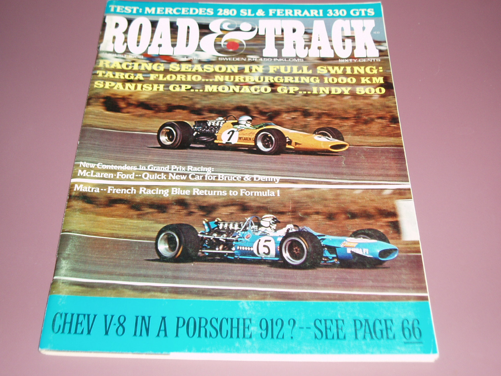 1968 ROAD & TRACK MAGAZINE 8/68 *MGB/GT/McLaren Ford/Formula 1 racing/1967/Lotus