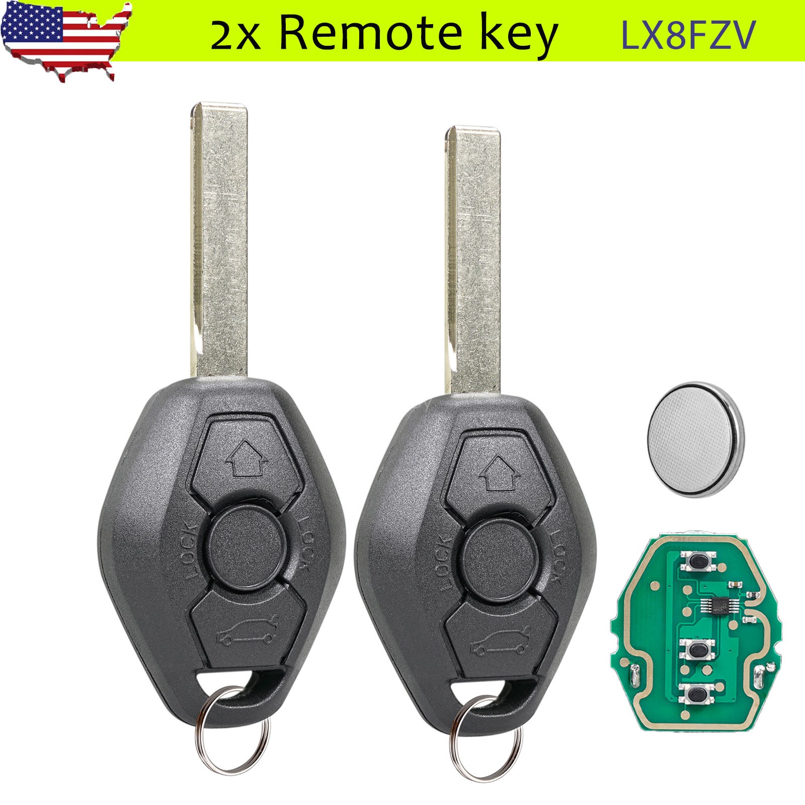 2 For 2000-2005 BMW 3 5 6 Series 323i 325i 328i 330i 525i 530i 645Ci Remote Key