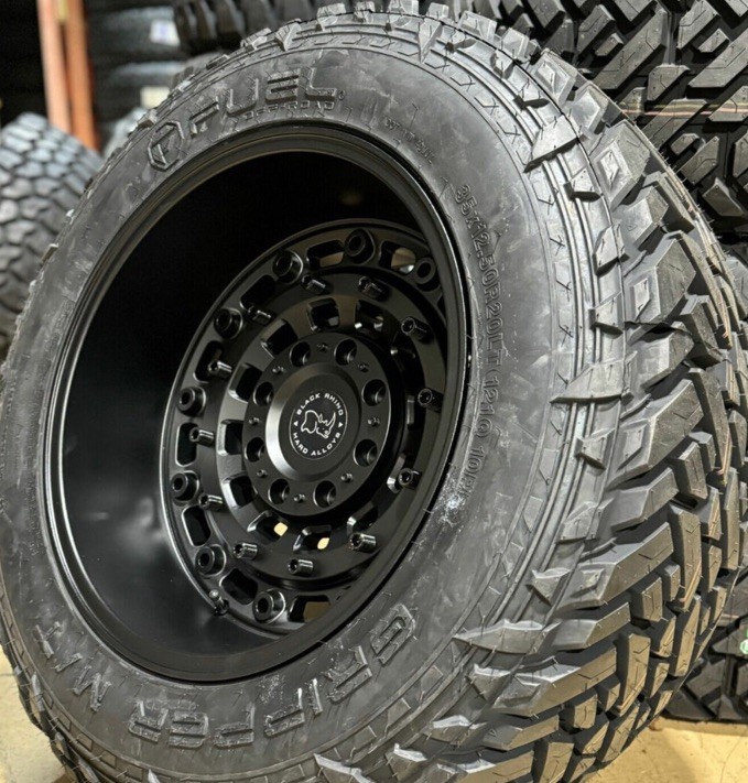 Black Rhino Arsenal 20x12 5x5 Black Jeep Wheels -44mm Wrangler Set of 5 Fuel