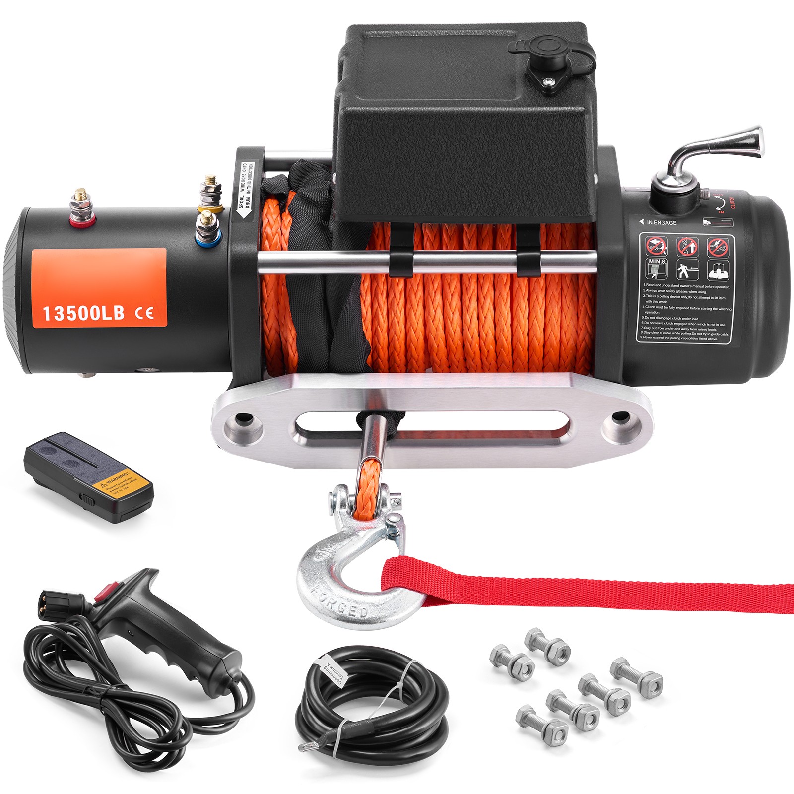 Uimoso Electric Winch 13500LBS Synthetic Cable Truck Trailer Towing Off-Road 4WD