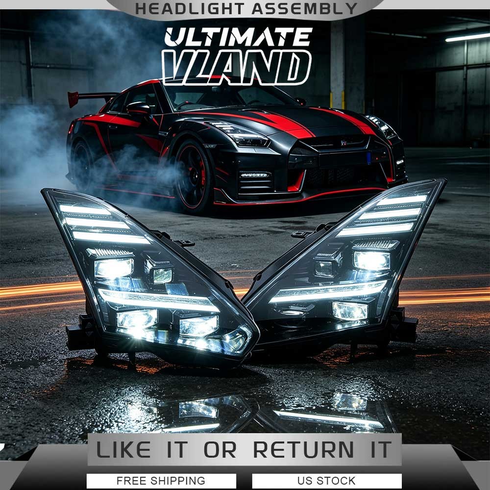 For 2008-2025 Nissan R35 GTR Projector LED Headlights W/Sequential & Animation
