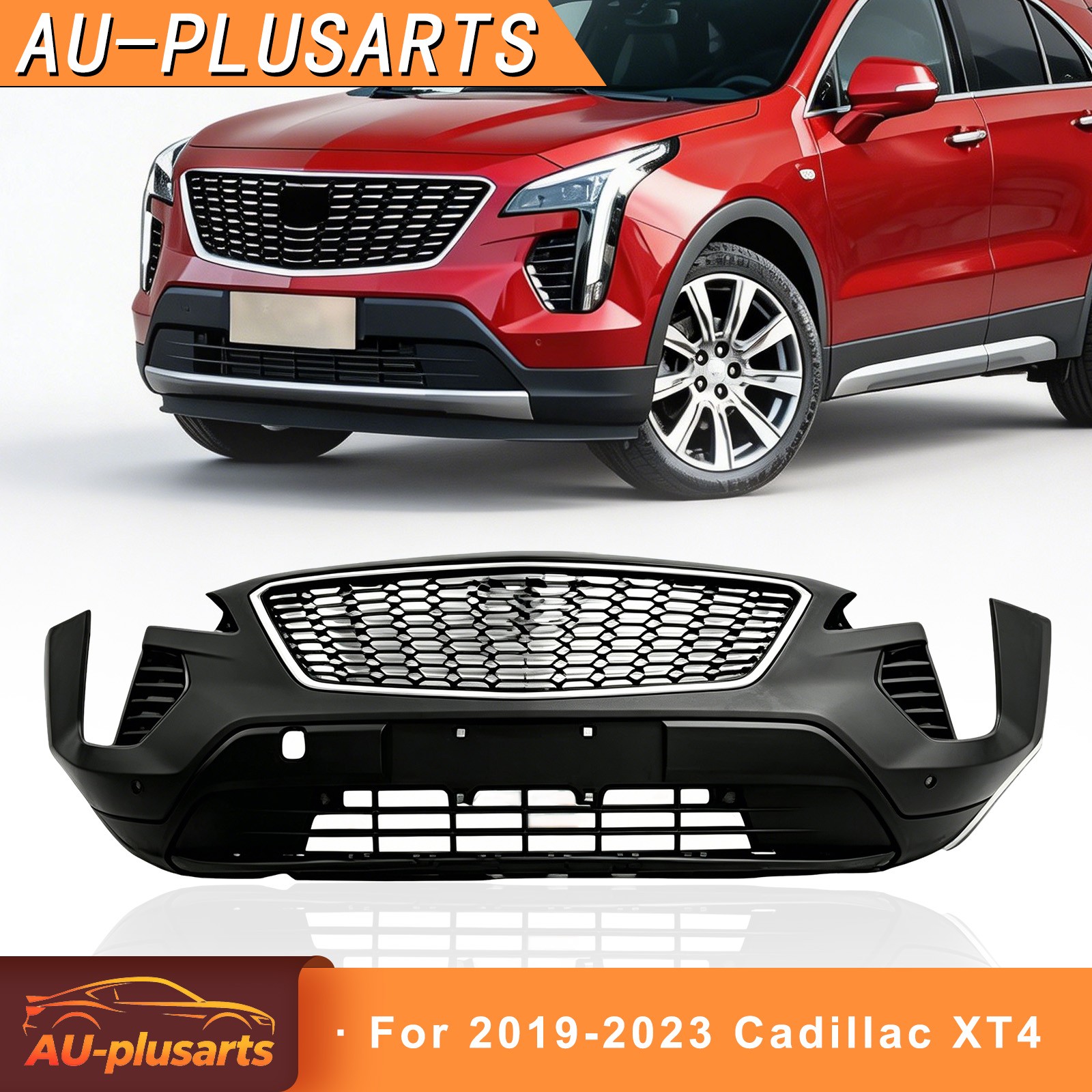 Fit 2019-2023 Cadillac XT4 Complete Front Bumper Lower Valance Cover Grille Set