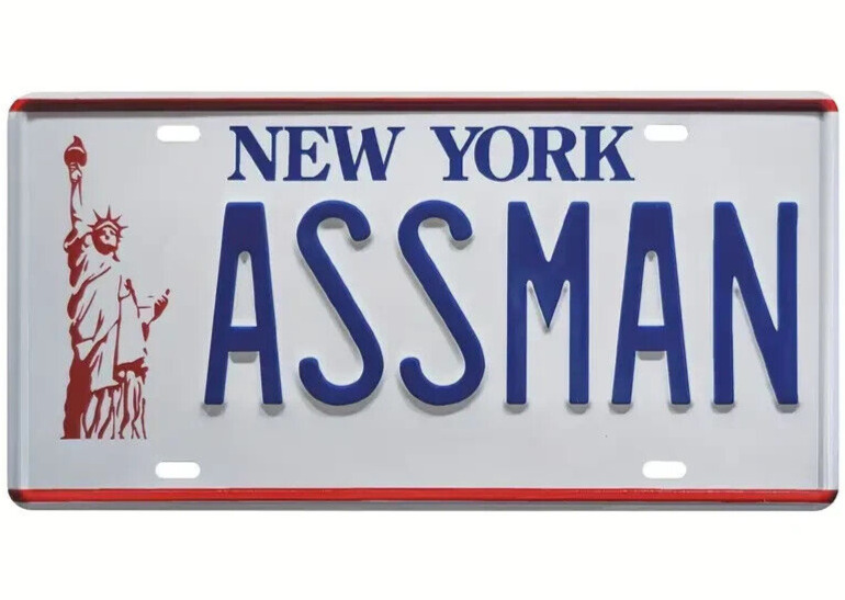 Seinfeld New York AssMan Novelty Metal License Plate NEW