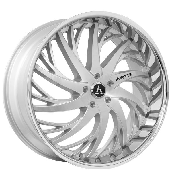 22x9/22x10 Artis Wheels Decatur Silver Brushed Face with Chrome Lip Rims (4pcs)