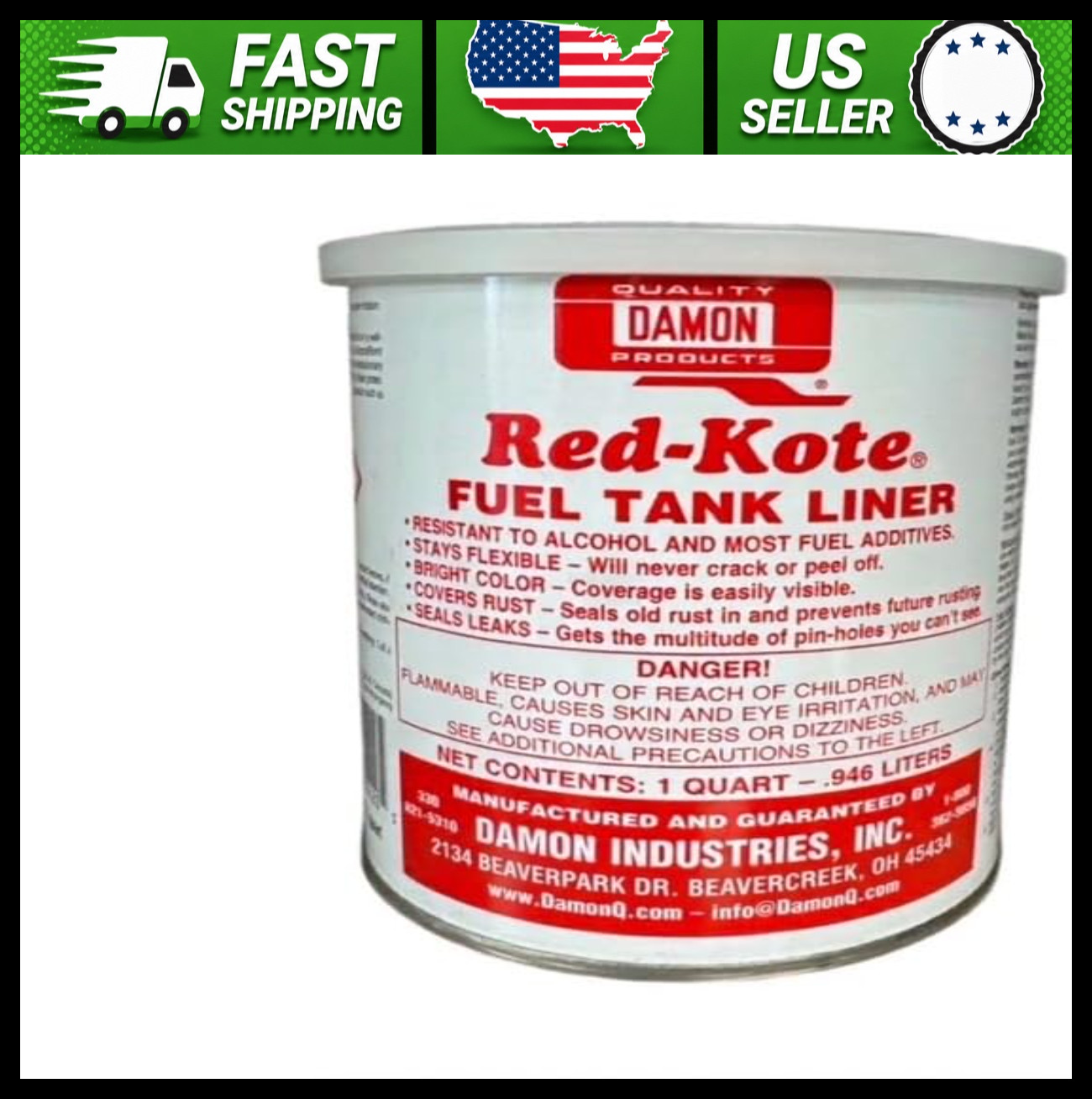 Red Kote Fuel Tank Liner Gas Tank Sealer 1 Quart for Rust & Leaks