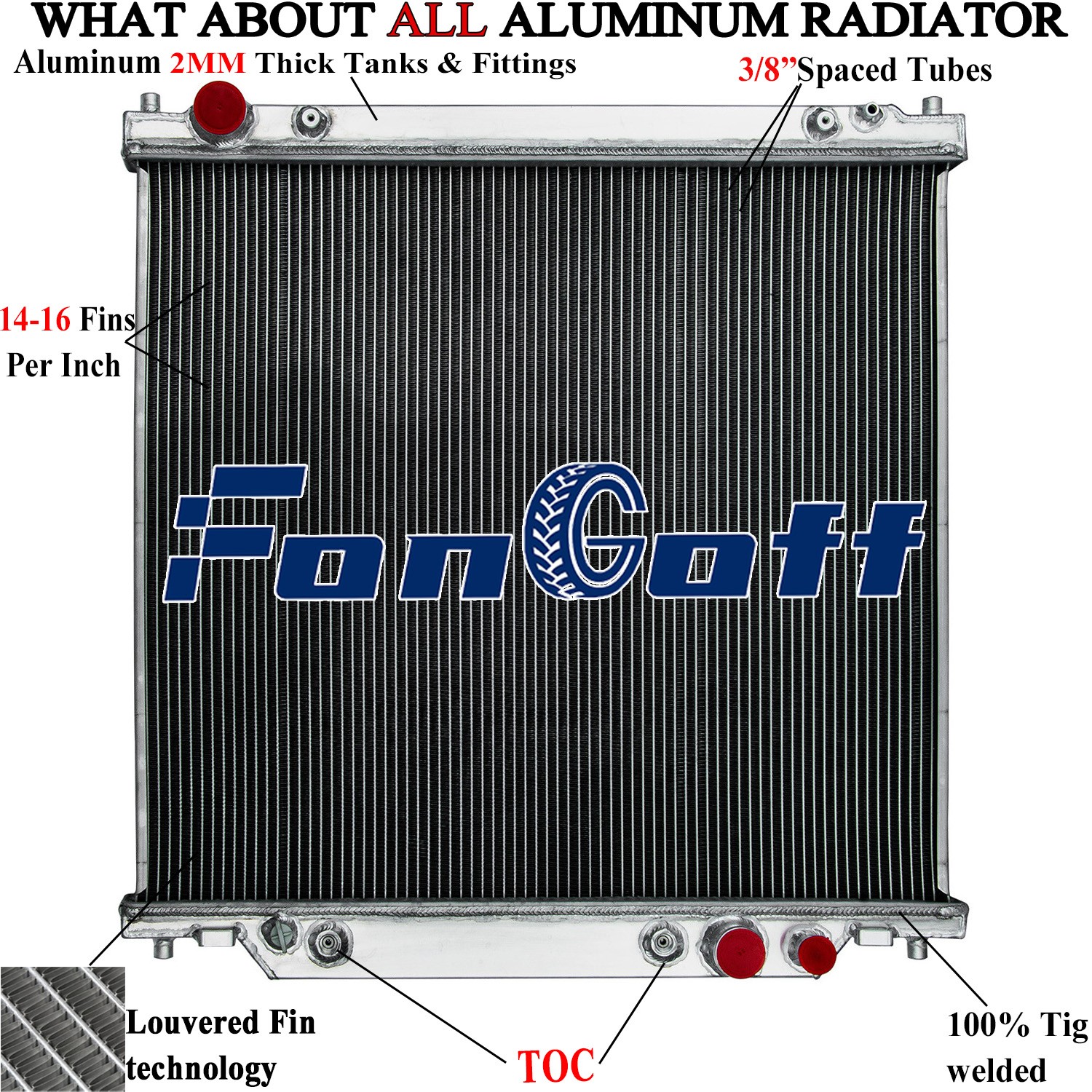 For 1999-2005 Ford Excursion F250 F350 F450 6.8/7.3L 3 Row All Aluminum Radiator