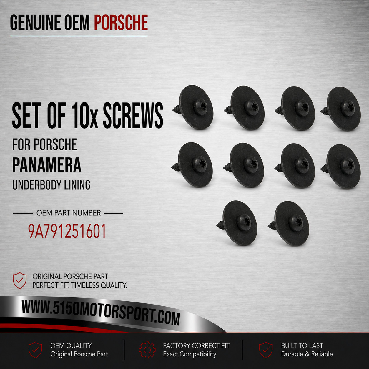 Porsche Panamera Set of 10x Screws 4.8 X 18mm for Underbody Lining  Genuine