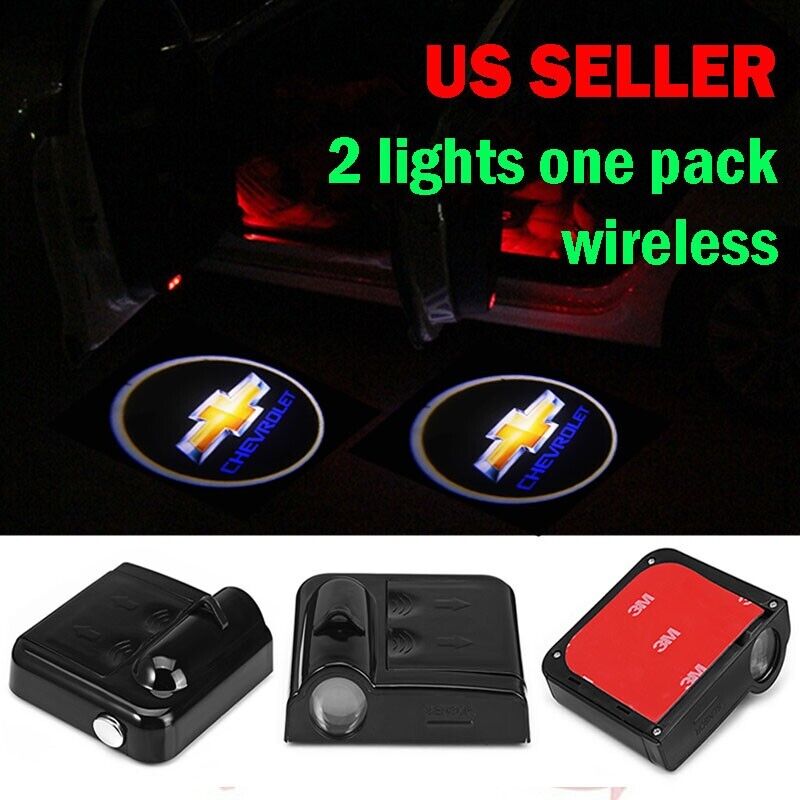 2x Wireless CHEVROLET Ghost Shadow Projector Logo LED Courtesy Door Step