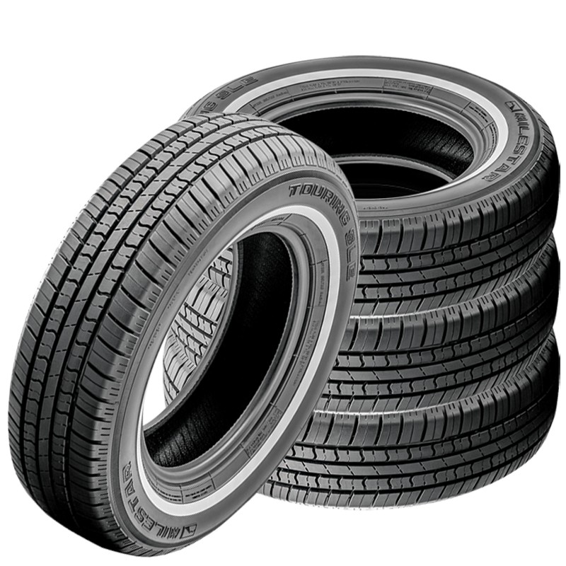4 Milestar MS775 P175/80R13 86S Tire White Side Wall Classic Vintage All Season