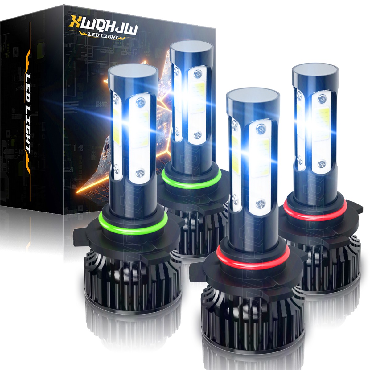 XWQHJW 9005+9006 LED Headlight Combo Kit Light COB Bulbs High Low Beam 5500lm