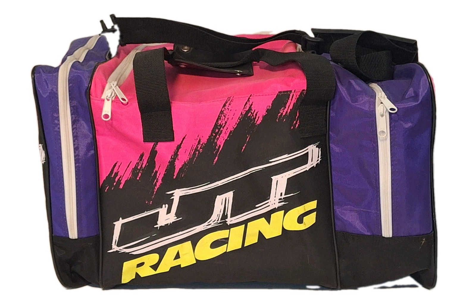 Vtg & RARE  90s JT  Racing Colorful Duffel Gear Travel Bag  19x11x11.5