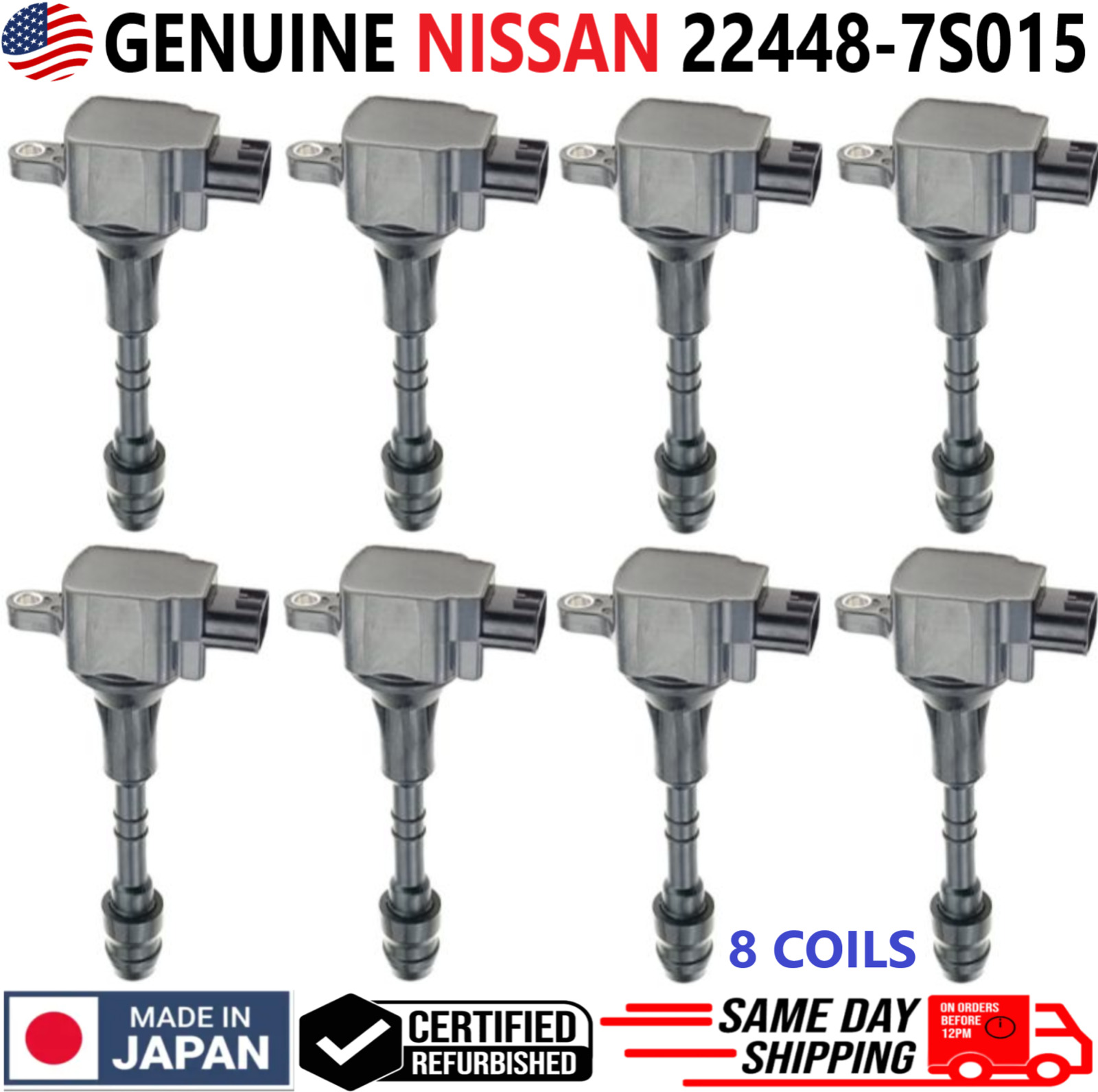 GENUINE x8 Ignition Coils For 2004-2017 Nissan & Infiniti 5.6L V8, 22448-7S015