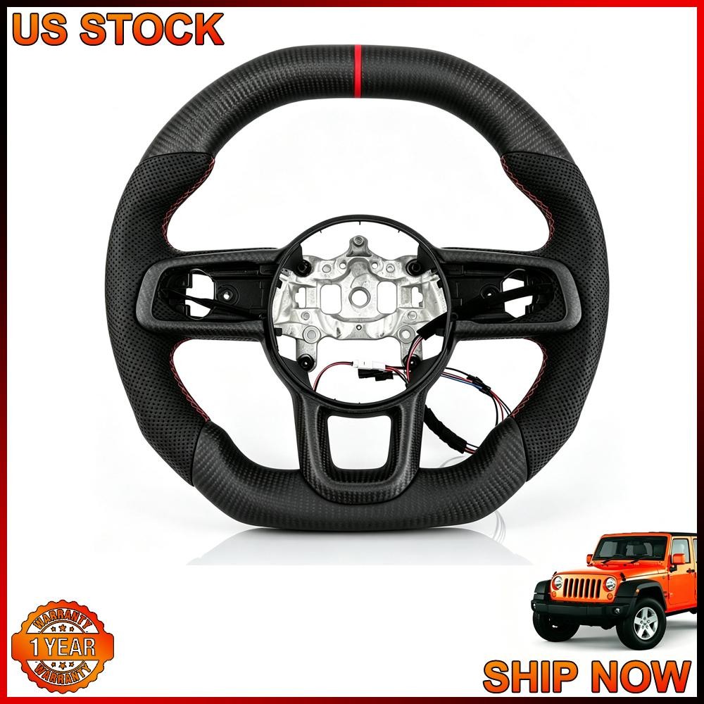 FOR JEEP WRANGLER JL/JT CARBON FIBER MATTE STEERING WHEEL 18-27 WITH/HEATED
