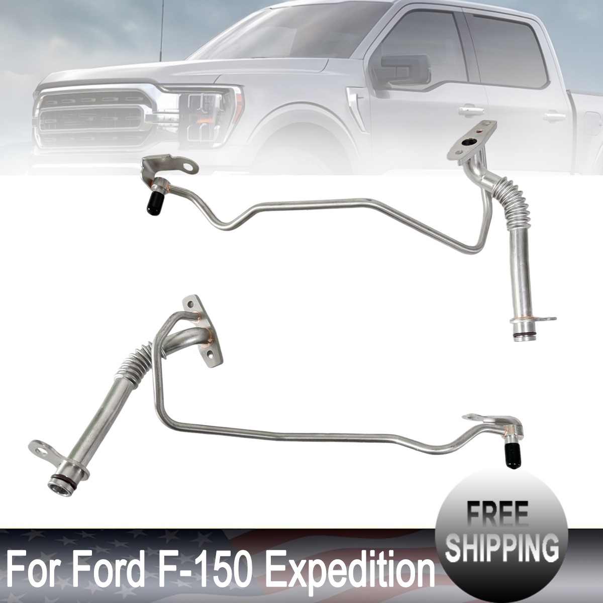 2Pcs Left & Right Lower Turbocharger Oil Line For Ford F-150 Expedition Lincoln