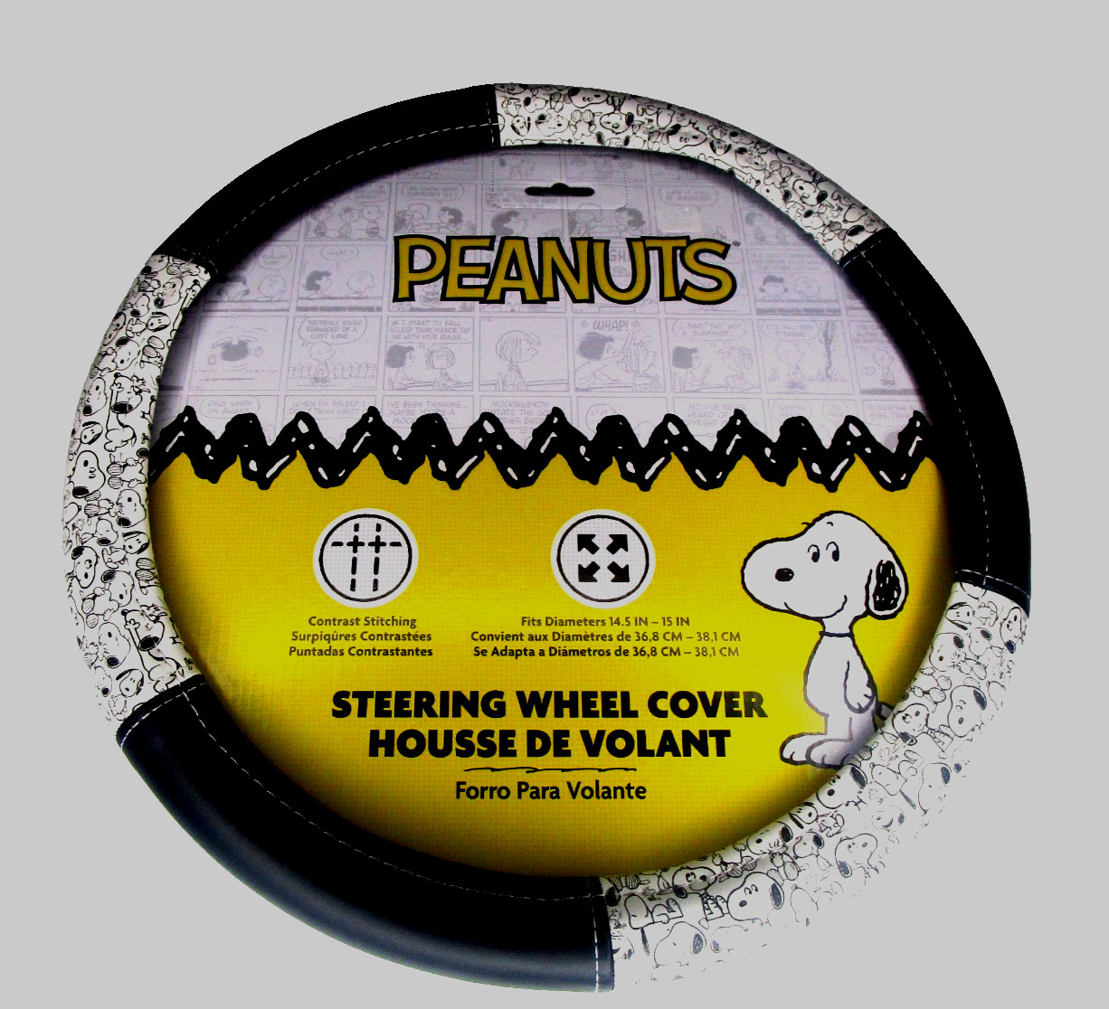 NEW~PEANUTS SNOOPY Steering Wheel Cover Black & White~Car Accessory