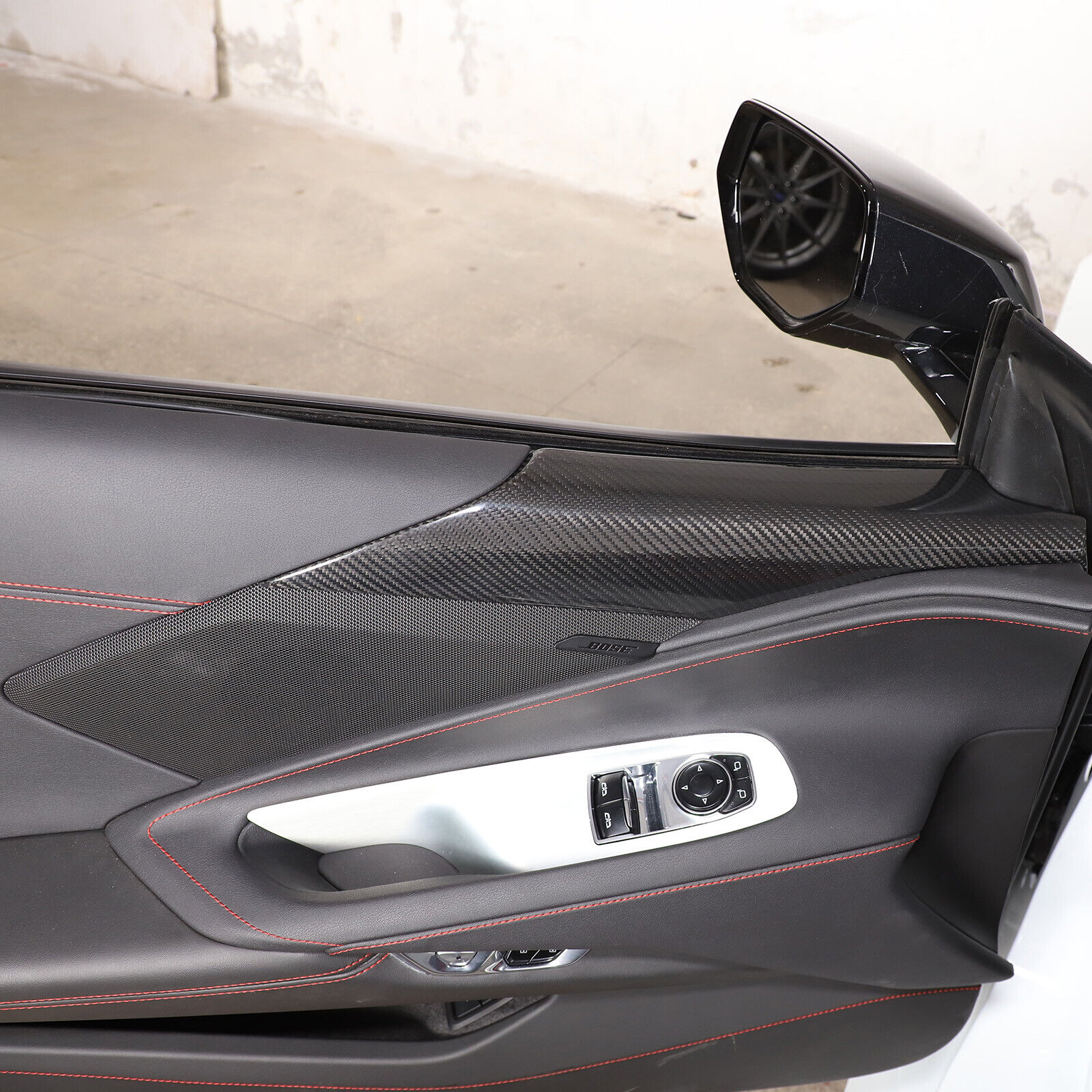 Dry Carbon Fiber Interior Door Panel Trim Cover For Corvette C8 2020-2023