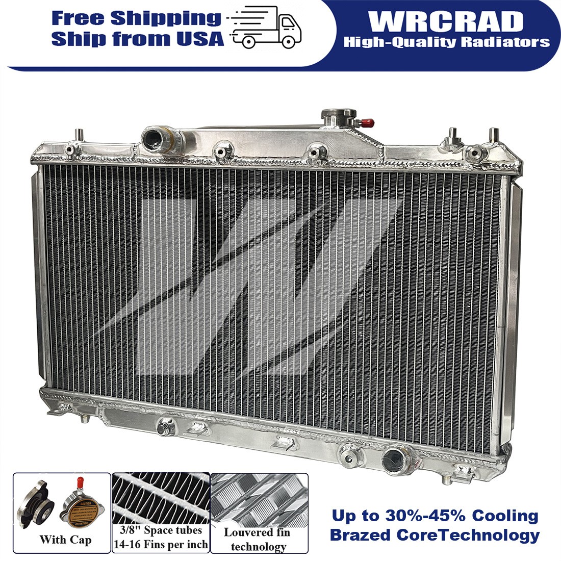 2-Rows Performance Aluminum Radiator For 2002-2006 Acura RSX Type-S Base 2.0L L4