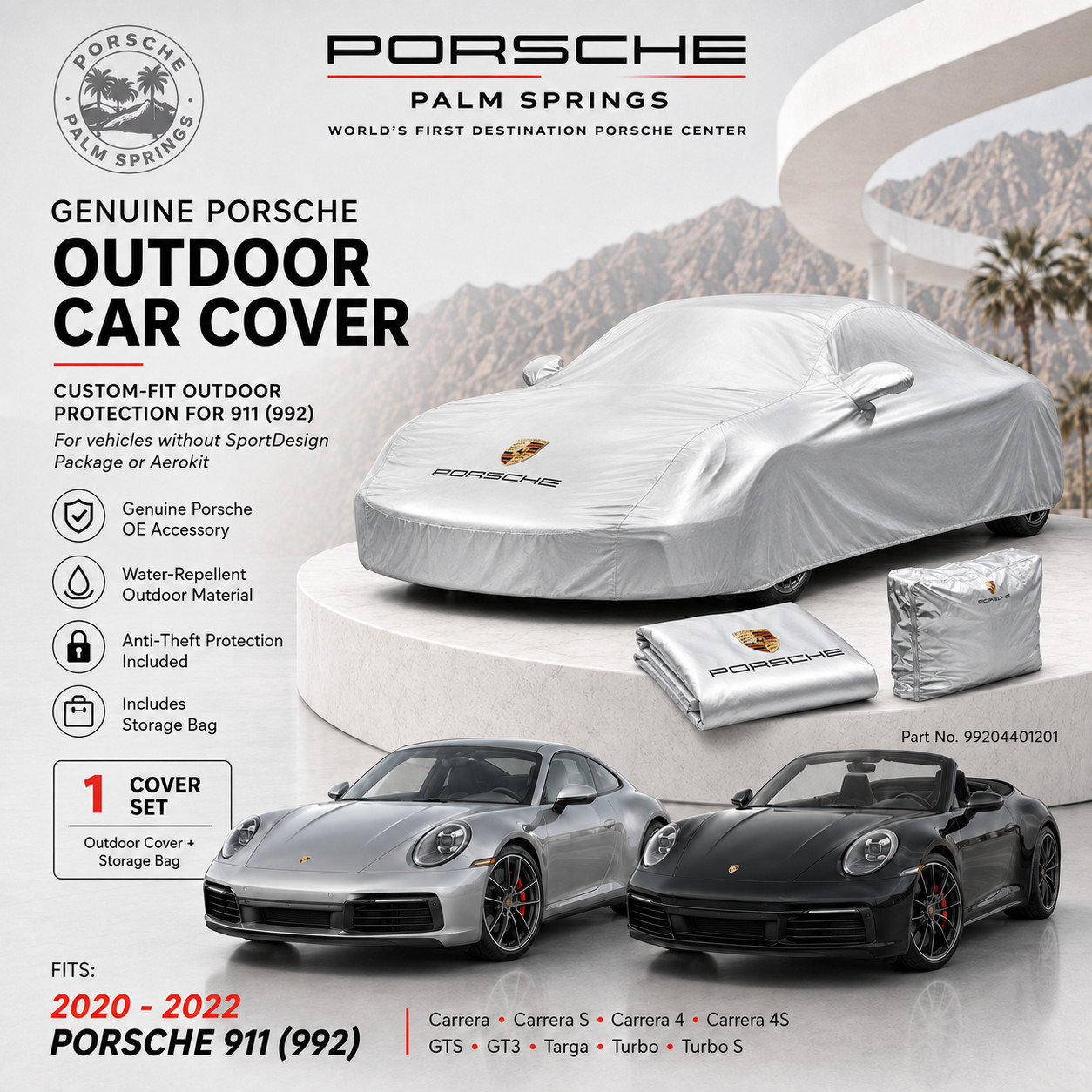 Genuine Porsche Outdoor Car Cover 992 911 Carrera (2019+)​