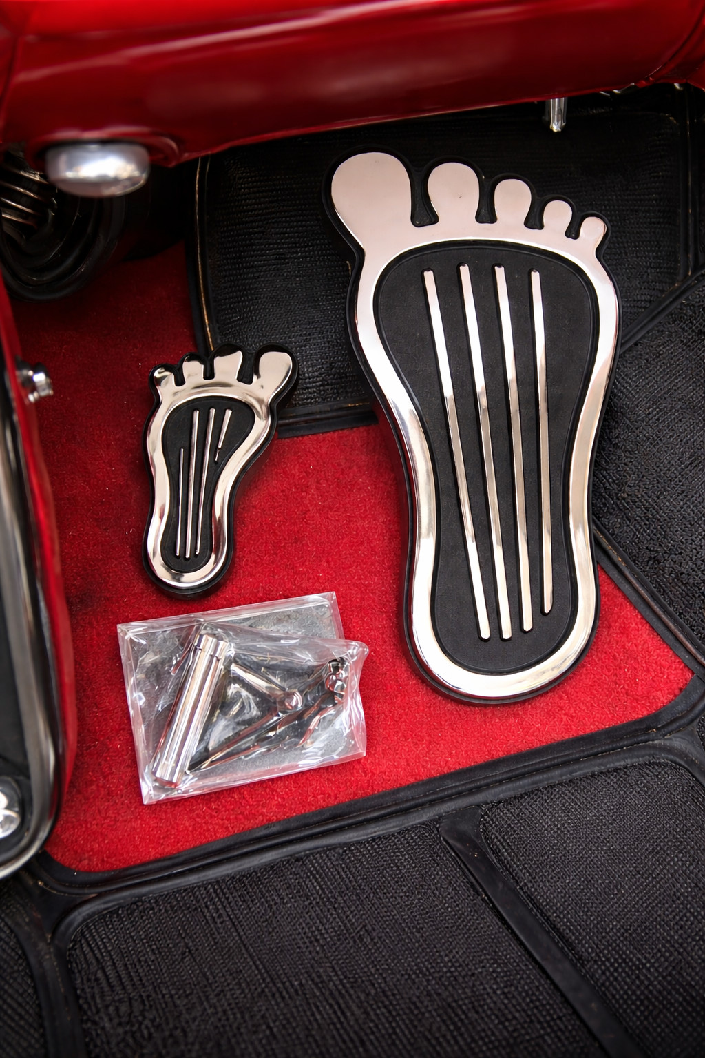 NEW Vintage Style BAREFOOT Gas Pedal Cover + Floor Dimmer Switch Cover Bare Foot