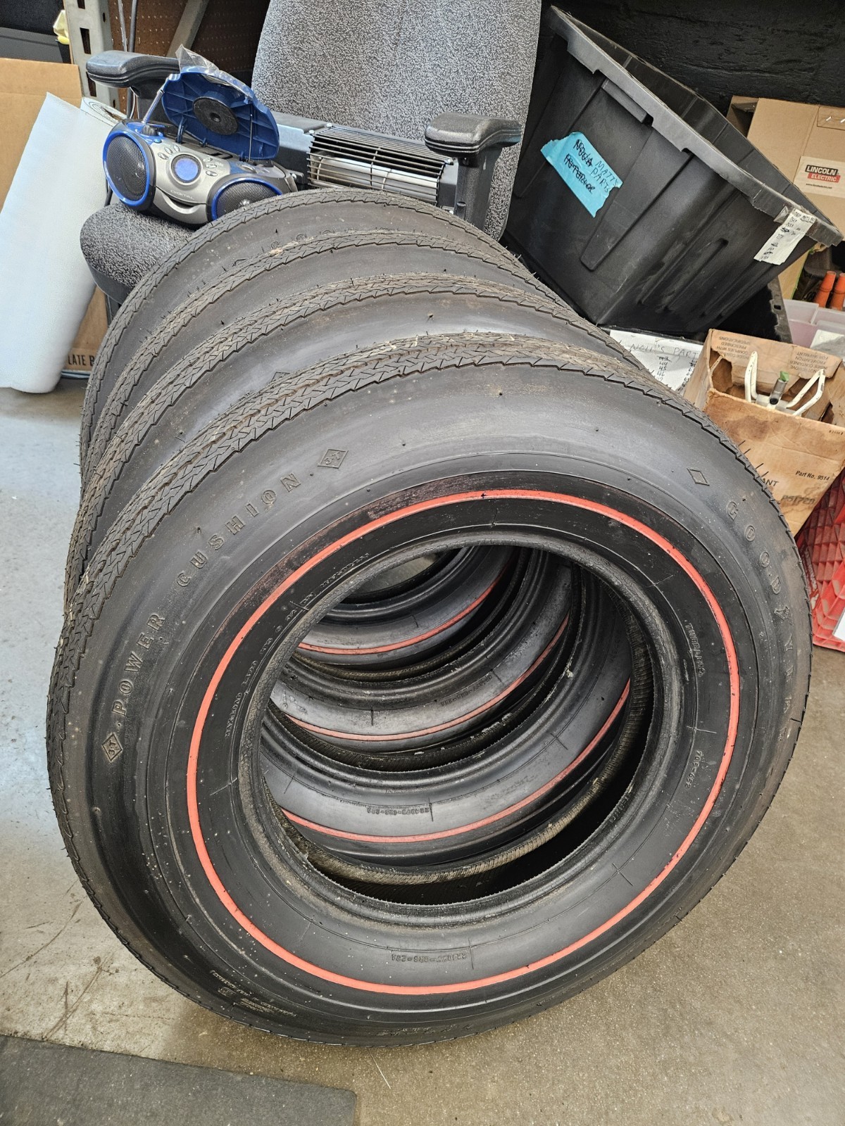 NEW 1963-1967 Corvette Goodyear Power Cushion 7.75-15 Redline Tires OLD DATES