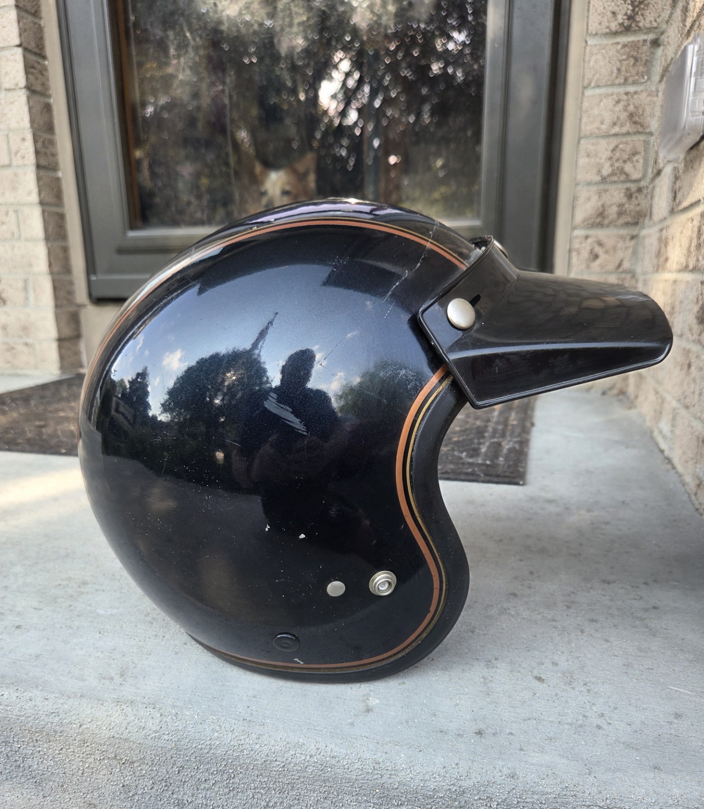 1970's Vintage Honda HONDALINE INTERSTATE Black Pinstripe Motorcycle Helmet