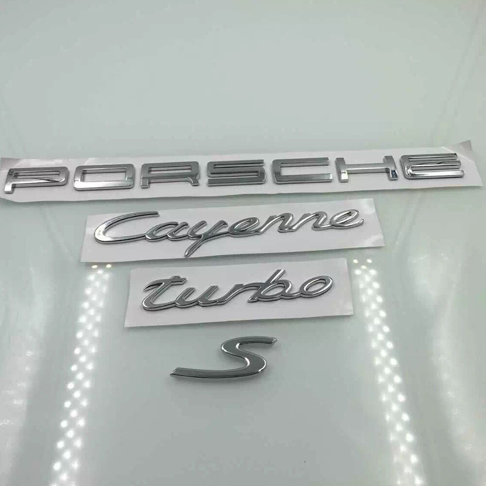 New Genuine Porsche Cayenne Turbo S Chrome Rear Emblem Nameplate Badge