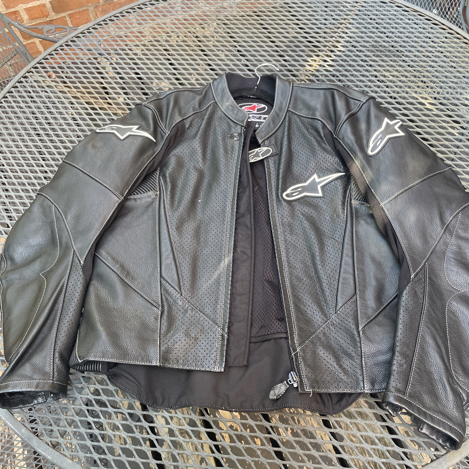Alpinestars Stage motorcycle perf Leather Jacket armor Large riding icon street