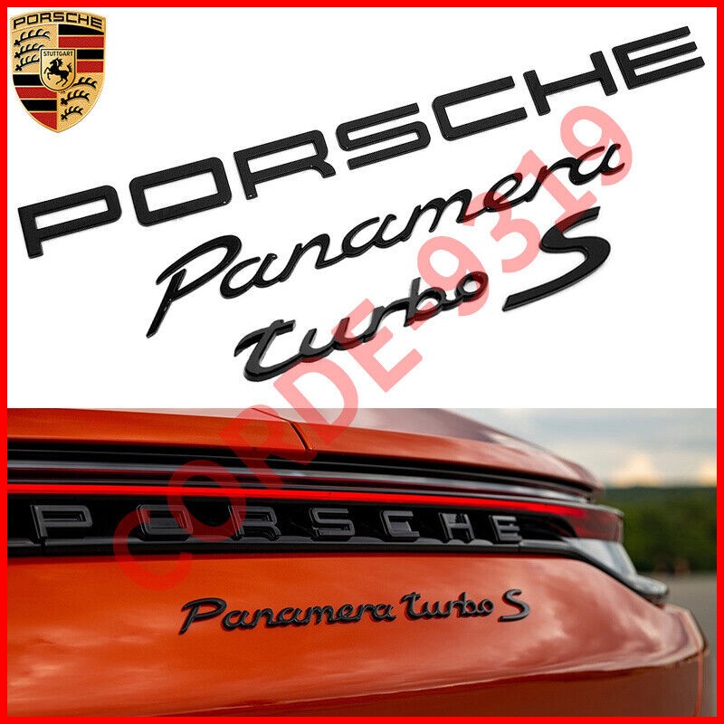 NEW Gloss Black For PORSCHE Panamera Turbo S Letter Rear Badge Emblem Deck Lid