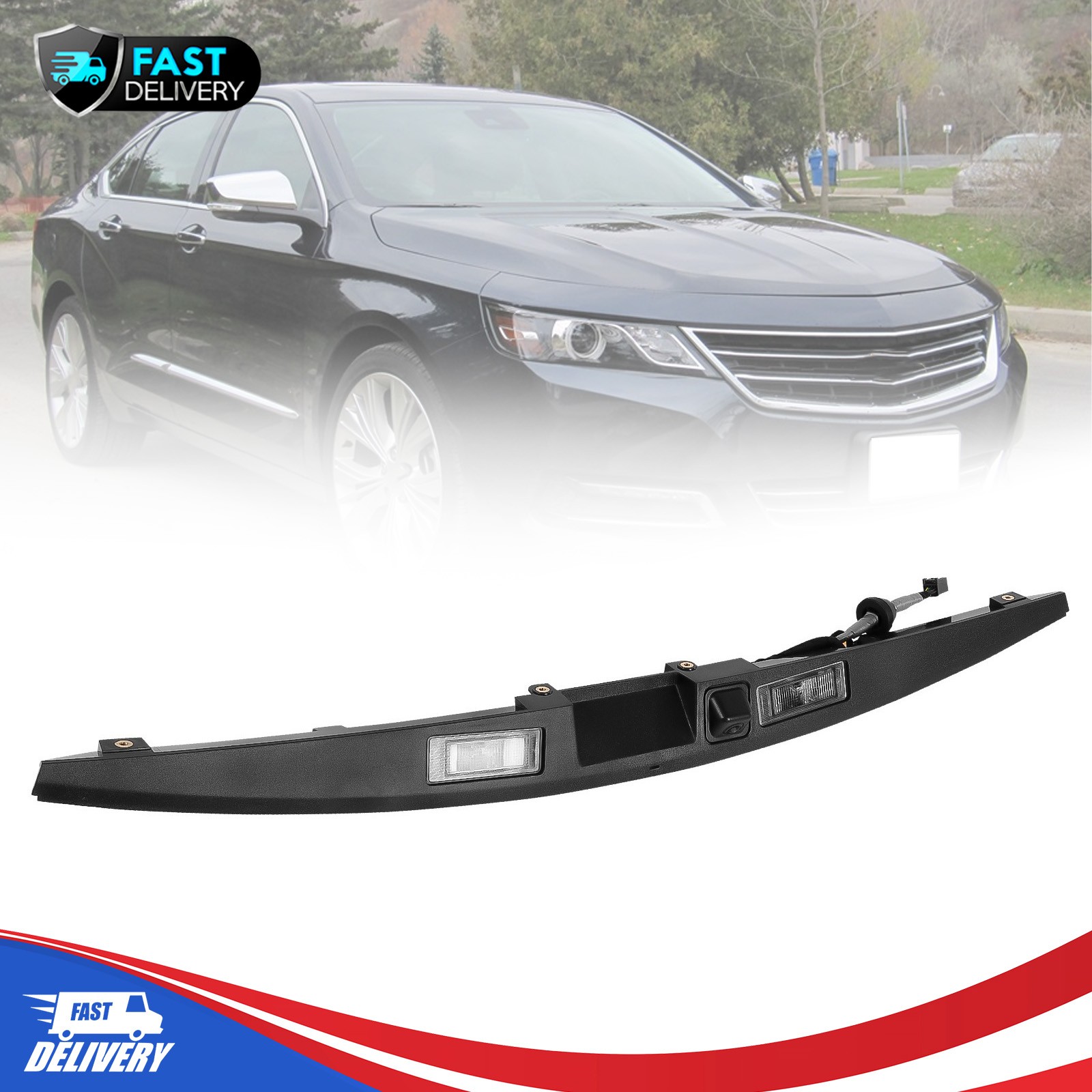 For 14-20 Chevy Impala Rear Trunk Lamp Carrier Trim License Frame Light W/Camera