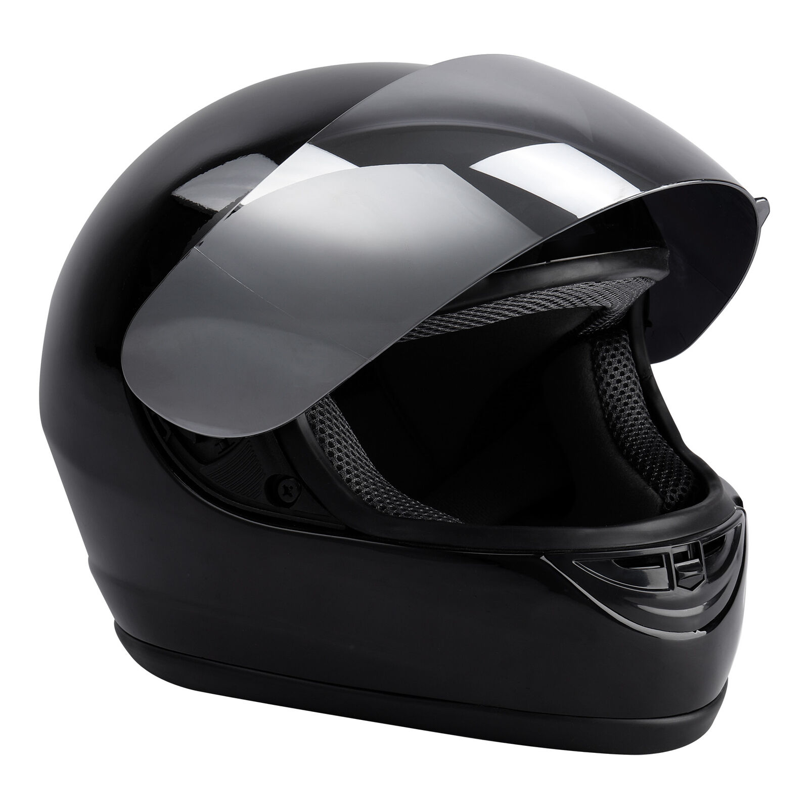 Motorcycle Mirror Shield Gloss Black FullFace DOT Adult Helmet Size S/M/L/XL HOT