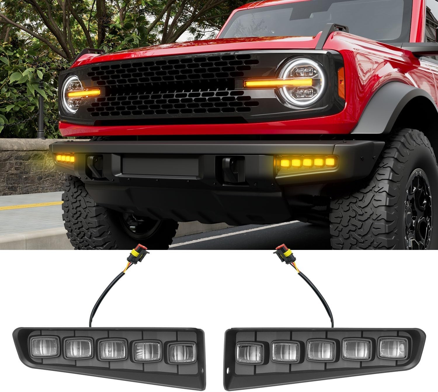 For 2021-2026 Ford Bronco 2/4 Door Fog Lights Modular Bumper Turn Signal Lights For 2021-2026 Ford Bronco 2/4 Door Fog Lights Modular Bumper Turn Signal Lights