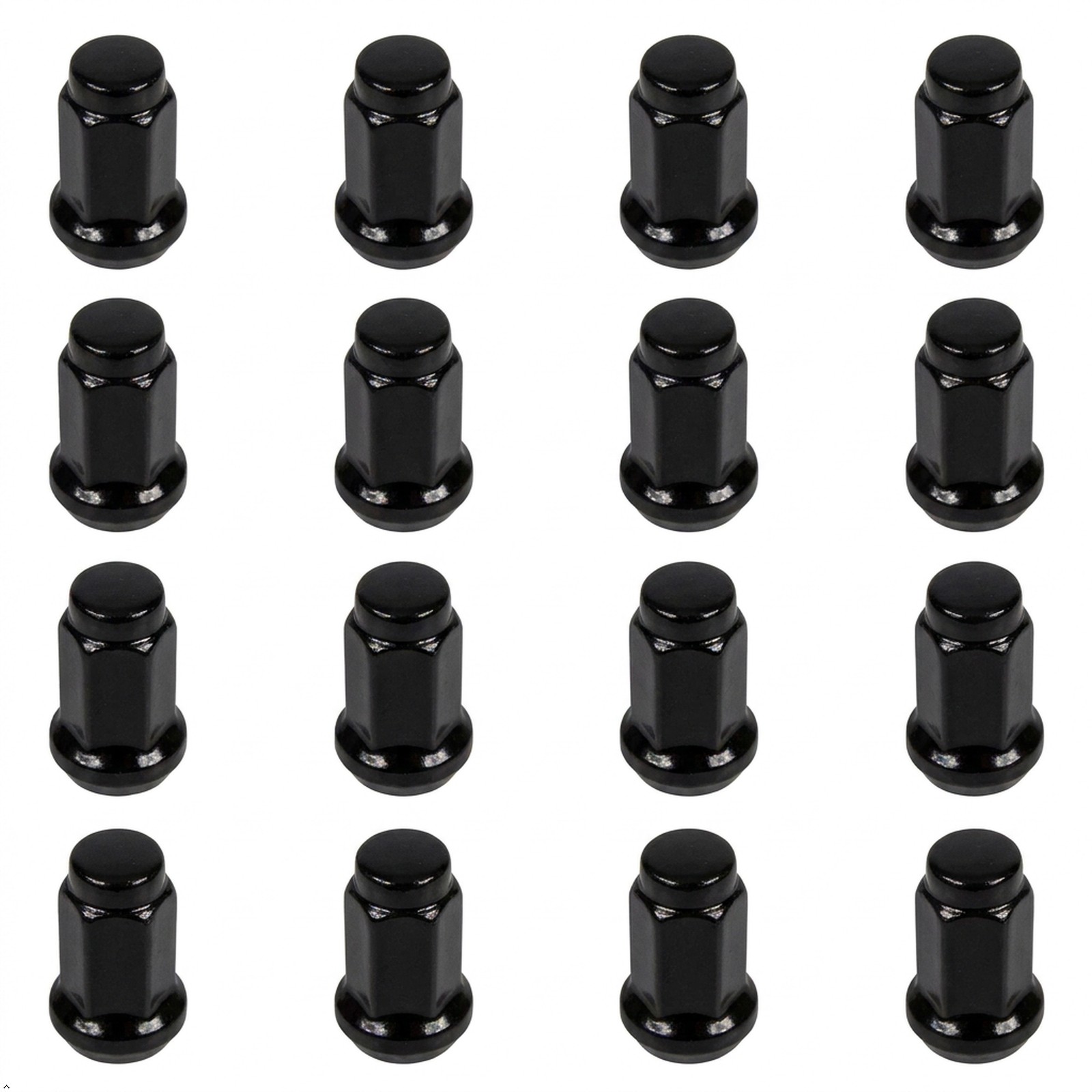 MASSFX 16-Pack Durable Black 14mm Hex Lug Nuts, 32mm Length, & 10x1.25 Thread