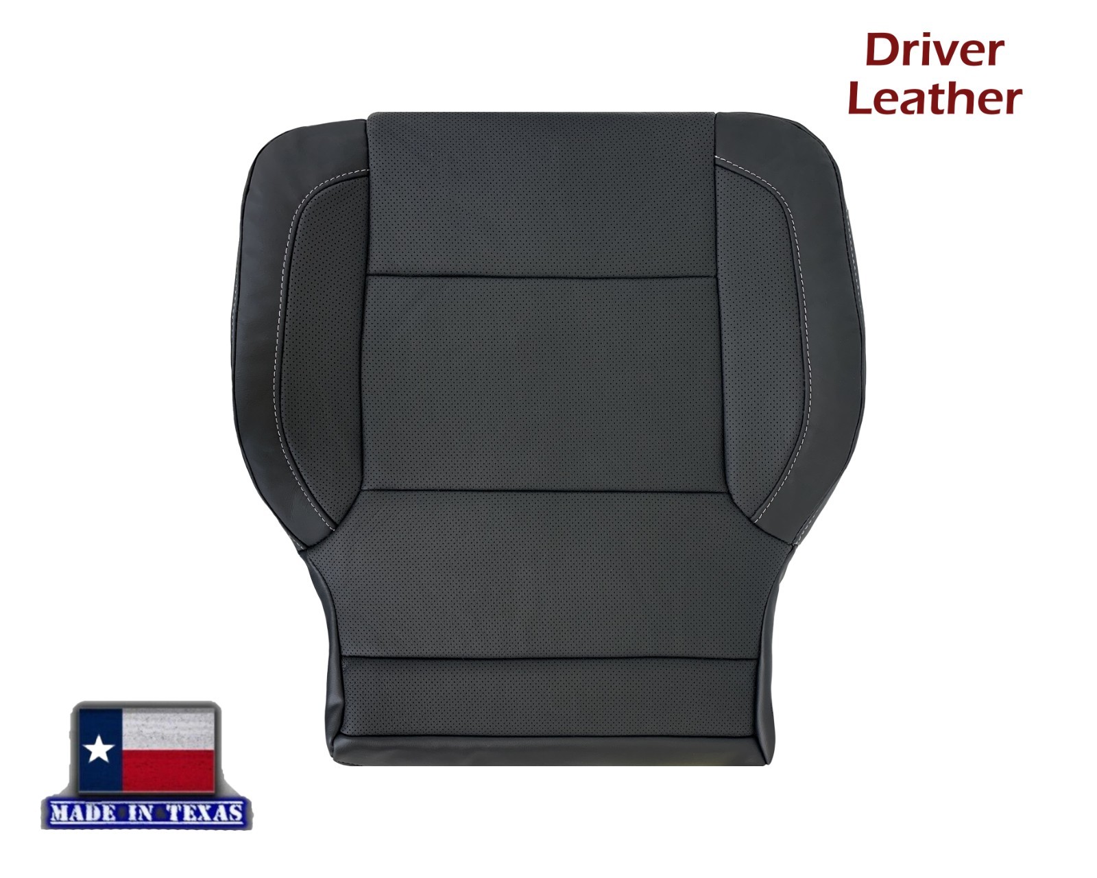 Fits 2014-2019 Chevy/GMC Black Perforated Leather Driver Bottom Seat Cover
