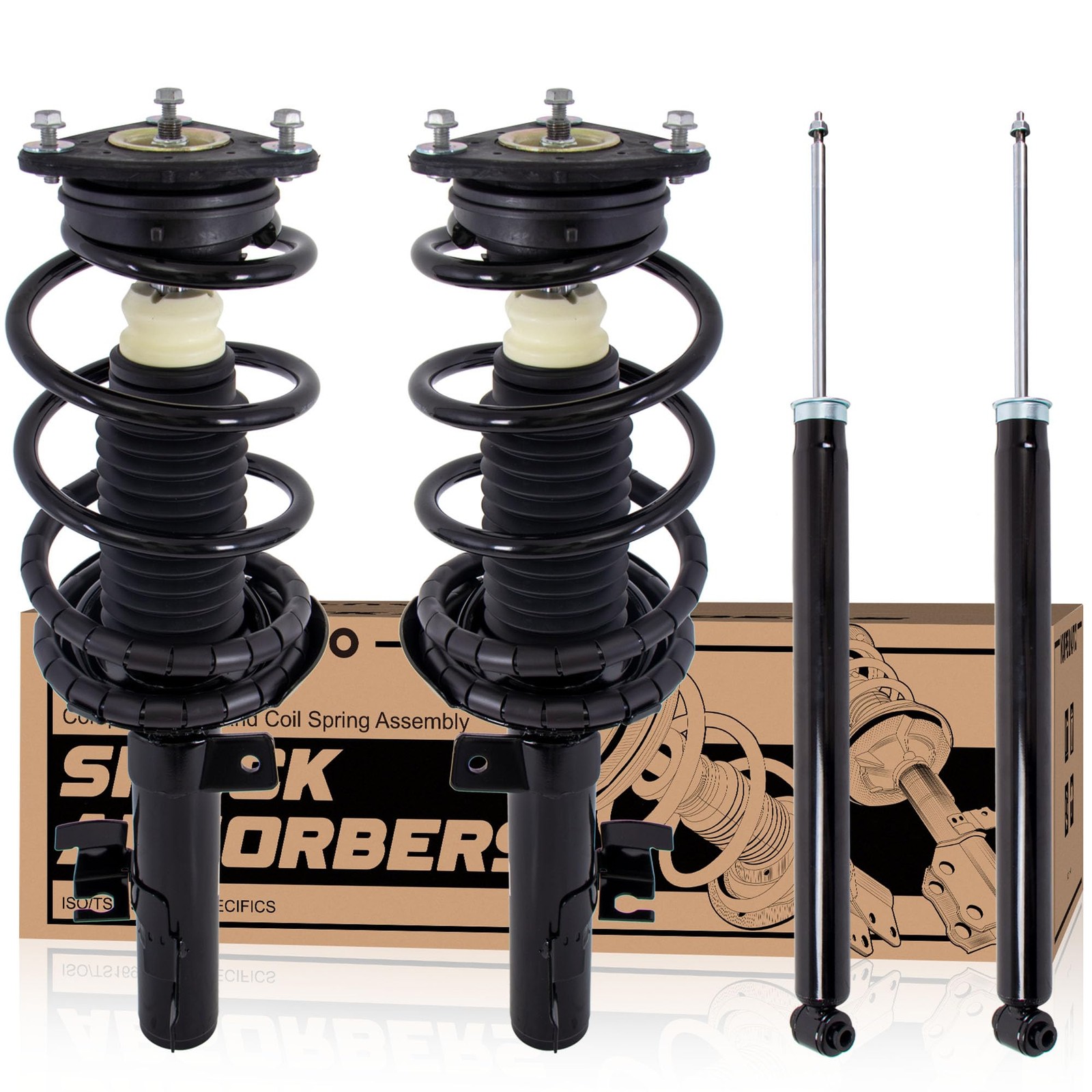 KUIPERAUTO Complete Front Rear Struts Coil Spring Assembly 172264 172263 Comp...