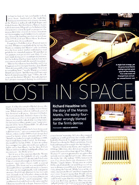 1970 1971 Marcos Mantis Original Car Review Report Print Article J991