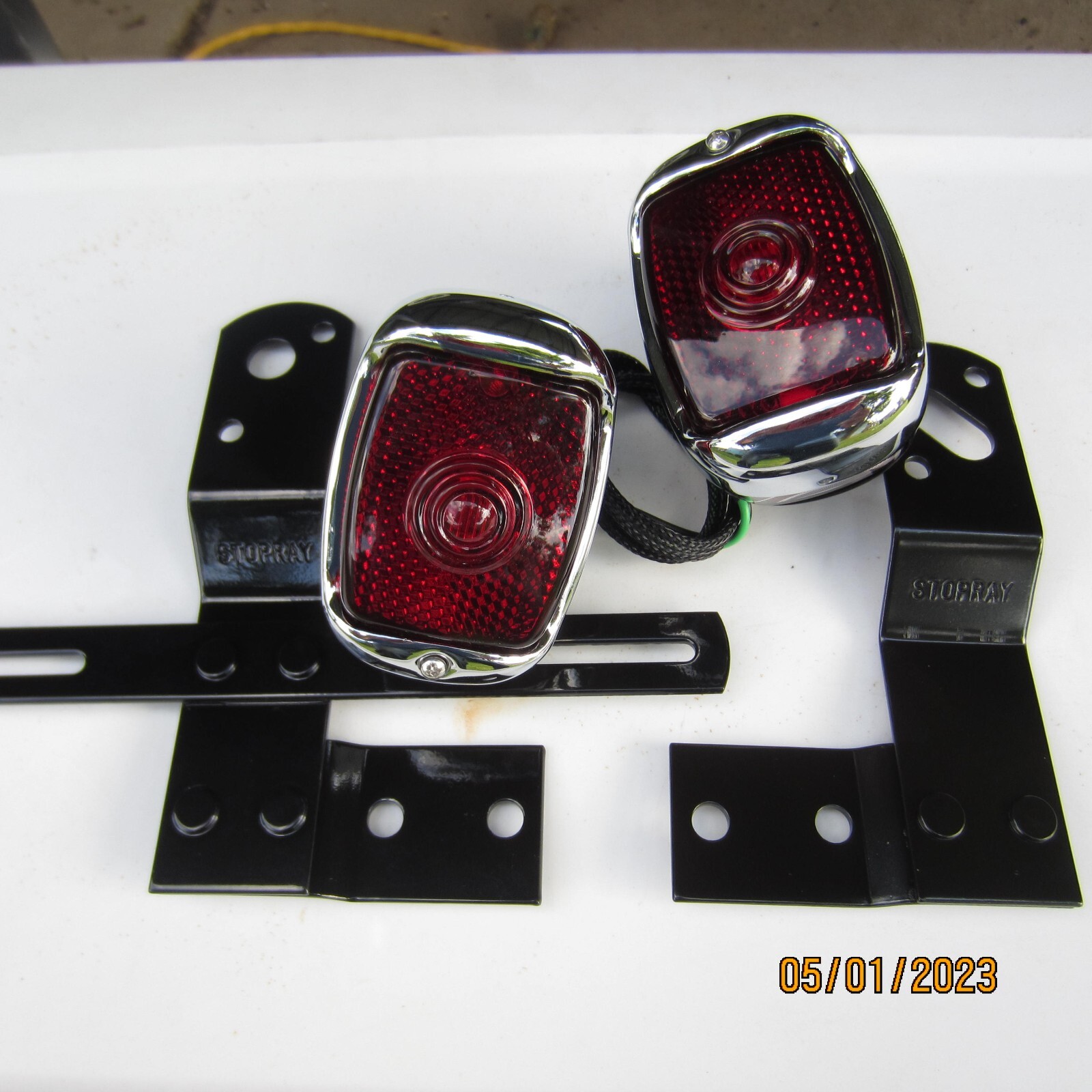 1940-53 Chevy truck taillights, black housing and brackets 6 VOLT.