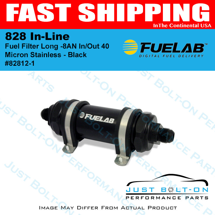 Fuelab 828 In-Line Fuel Filter Long -8AN In/Out 40 Micron Stainless - Black Fuelab 828 In-Line Fuel Filter Long -8AN In/Out 40 Micron Stainless - Black