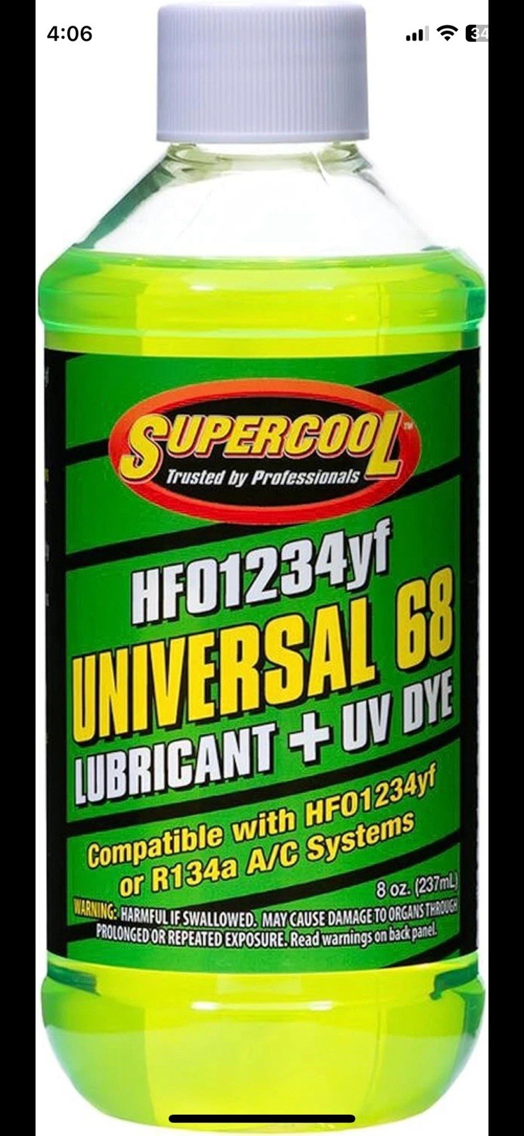 TSI Supercool 1234yf EV Electric Vehicle POE 68 Viscosity with UV Dye 8oz TSI Supercool 1234yf EV Electric Vehicle POE 68 Viscosity with UV Dye 8oz