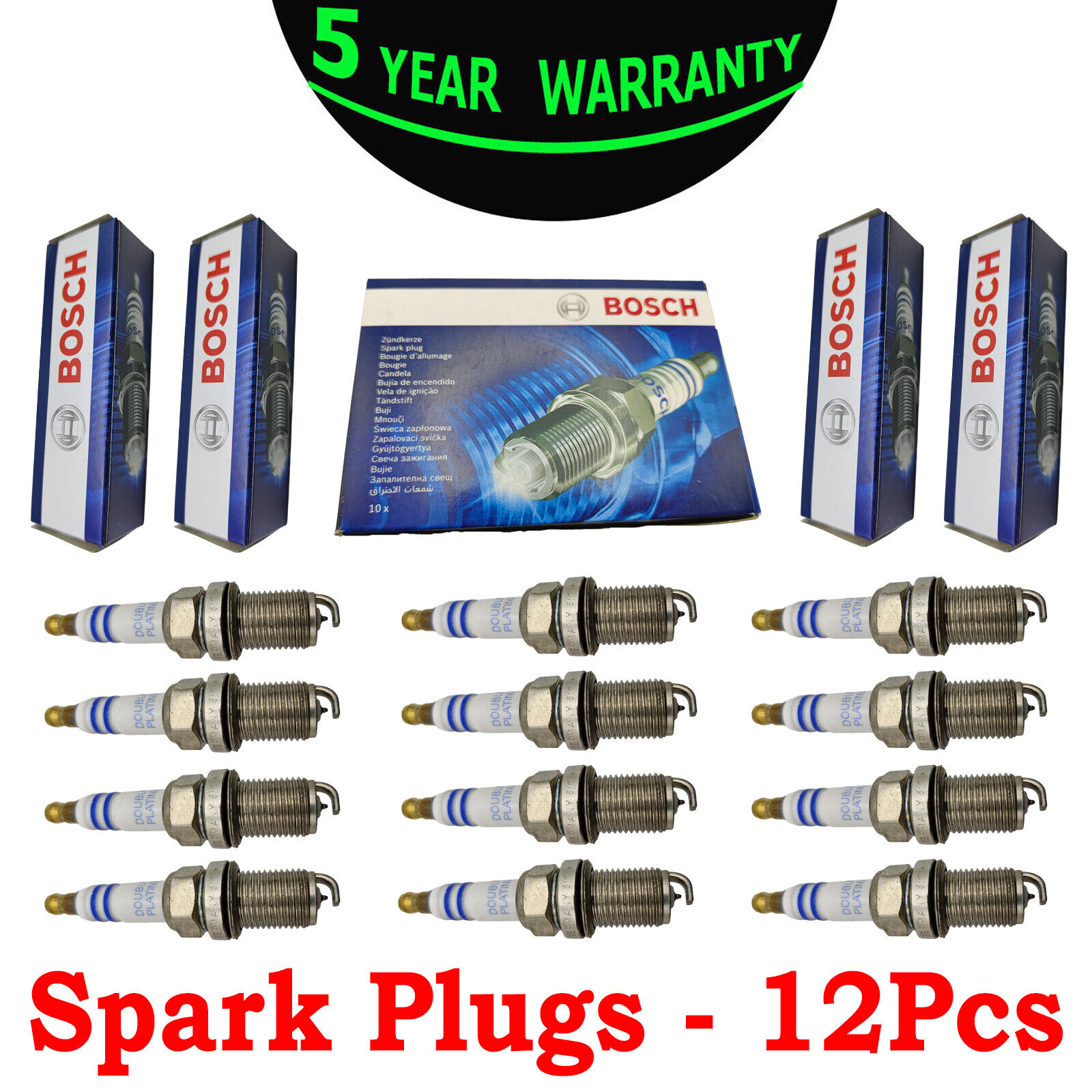 For Mercedes-Benz Platinum Super Plus Spark Plugs bosch OEM Set 12 Pcs