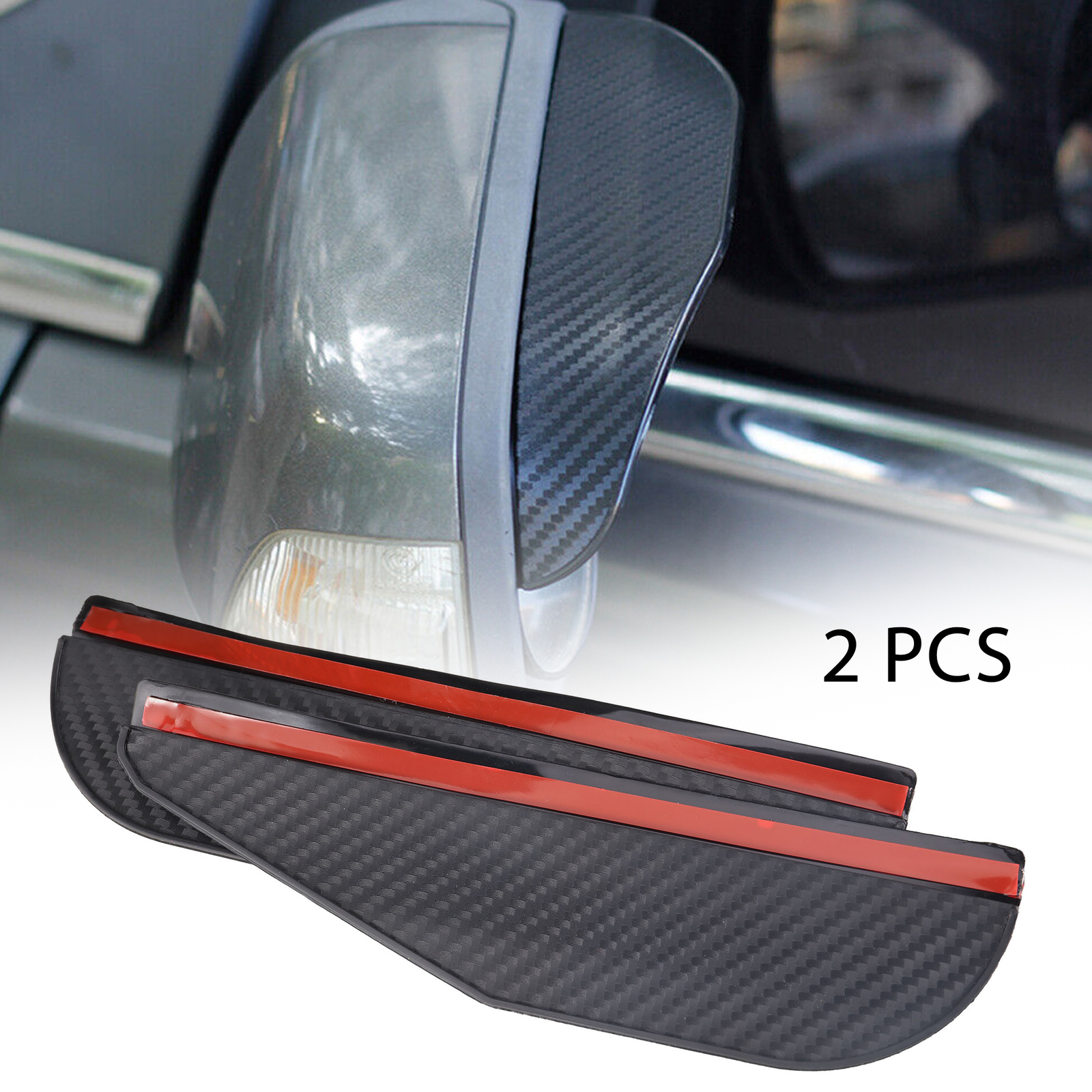 2PCS Carbon Fiber Black Mirror Rain Visor Guard For Car Auto Accessories